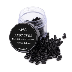 image:imageMatte Protubes by The Hair Shop For ITip Hair Extension SiliconeLined Micro Beads Microlink Rings amp Handtied Weft Methods 34mm x 50mm Matte BlackMatte Black