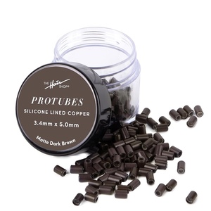 image:imageMatte Protubes by The Hair Shop For ITip Hair Extension SiliconeLined Micro Beads Microlink Rings amp Handtied Weft Methods 34mm x 50mm Matte BlackMatte Dark Brown