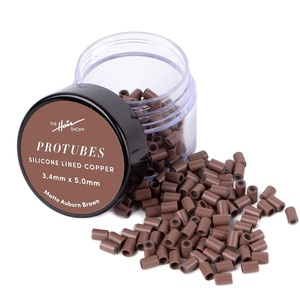 image:imageMatte Protubes by The Hair Shop For ITip Hair Extension SiliconeLined Micro Beads Microlink Rings amp Handtied Weft Methods 34mm x 50mm Matte BlackMatte Auburn Brown